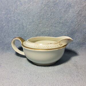 Antique Alfred Meakin England Gravy Boat Sauce Pitcher Gilt Gold Trim Leaf